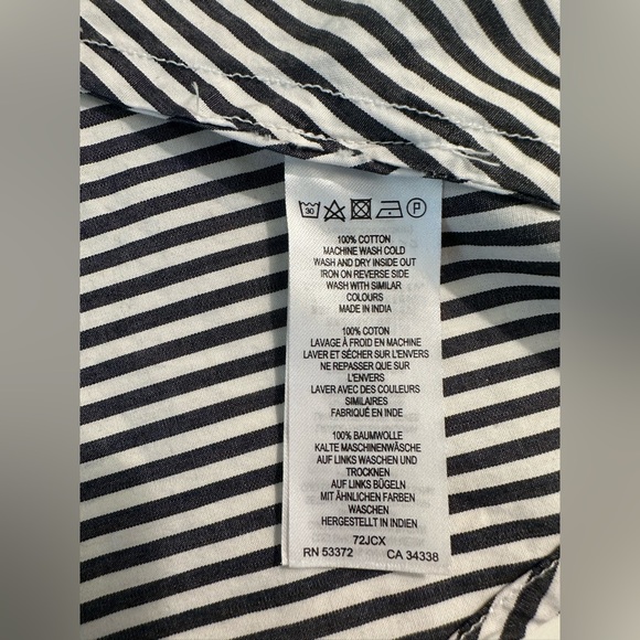 FRENCH CONNECTION Contrasting Summer Stripe Blouse Top Shirt Black White Peplum - Picture 10 of 11